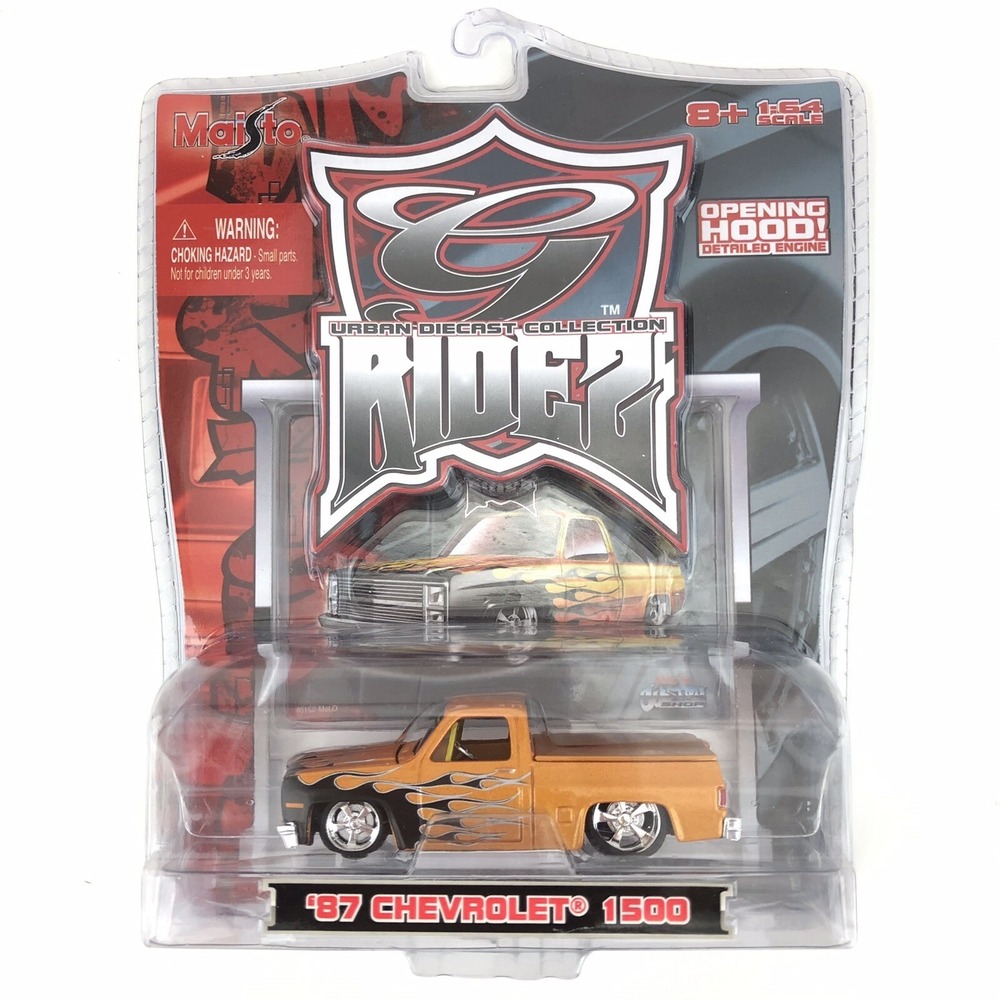 Maisto G Ridez 1987 87 Chevrolet 1500 Chevy Pick Up Truck Orange Die Cast 1/64